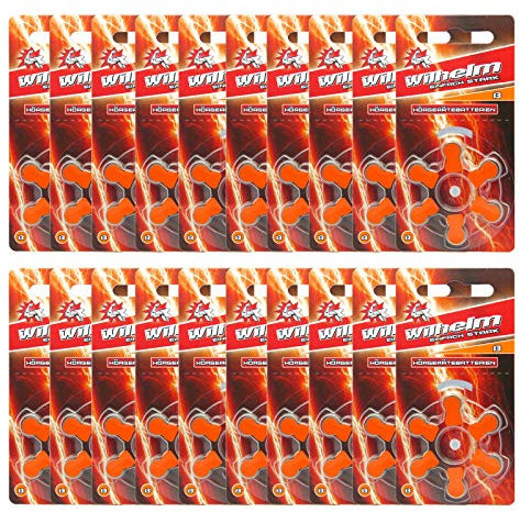 120 x Wilhelm Hörgerätebatterien Typ 13 orange Hörgerätbatterie PR48 ZL2 1,4/1,45 V