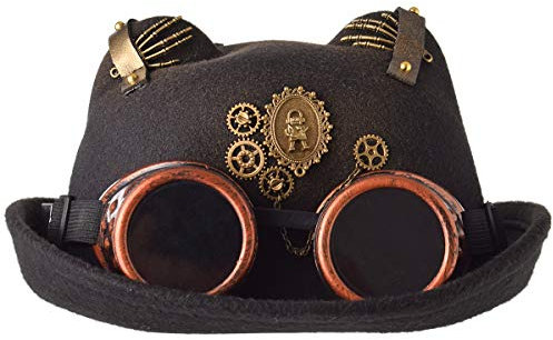 COSDREAMER Damen Herren Glasflasche Kuppelhut Steampunk Kostüm Gothic Zylinder Halloween Totenkopf Hut (Braun 1)