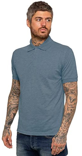 K11 - KZPL105 Mens Polo Shirt Pique T Shirts Tee New Golf Work Casual Plain Short Sleeve Top Petrol Blue L