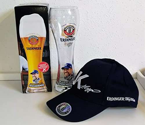 Erdinger Glasses/White Beer Glass/Catcher Glass with Engraving / 1 x 0.5 Litre / Wheat Beer Glass/Jürgen Klopp/Baseball Cap/Beer Glass/Action/Kik