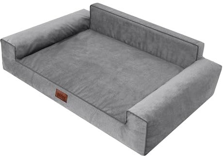 HOBBYGARDEN Hundebett Hundekissen Bett Kissen Haustierbett Hundeliegen Hundesofa Hundecouch Liegen Sofa Hundekorb Tierbett Weich,Grau, 78 x 53 cm