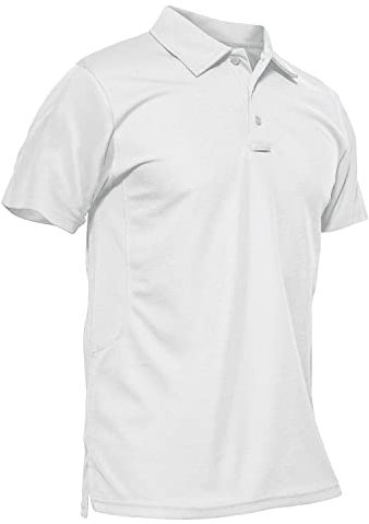 KEFITEVD Men's Polo Quick Dry T Shirts Lightweight Golf Shirts Fishing Work Breathable Short Sleeve Tops,White,XL