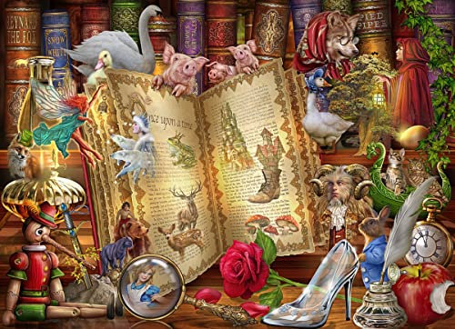 Vermont Christmas Company Story Time Jigsaw Puzzle - 1000 Fully Interlocking & Randomly Shaped Pieces - Fairytale Puzzles Age 12+ for Adults (26 5/8 x 19 1/4)