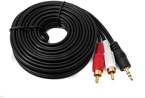 System-S Cinch 2 RCA Kabel 5 m Stecker zu AUX 3,5 mm Klinke Stecker Stereo AV in Schwarz