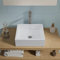 Lavabo da Appoggio Senza Troppo Pieno 39,5x39,5x14 cm Quadrato in Ceramica Bianco Lucido per Mensole da Bagno Sospese