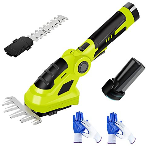 Cordless Grass Shear & Hedge Trimmer - 3.6V Electric Shrub Trimmer 2 in 1 Handheld Grass Trimmer Hedge Shears, Hedge Clippers Grass Cutter w/ Pruning Scissor, Rechargeable Battery & Fast Charger