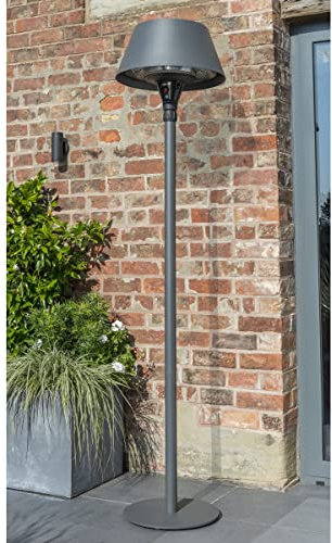Kalos Terrace Heater Floor Standing - Instant Heat Patio Heater with Choice of Heat Settings - Double Frost Halogen Heating with Remote Control Included
