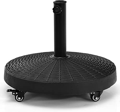 COSTWAY Resin Parasol Base, 38mm-48mm Heavy Duty Umbrella Stand Holder with Wheels, Outdoor Garden Patio Yard Cantilever Banana Umbrella Base (24kg, 52 x 52 x 41cm, with Wheels)