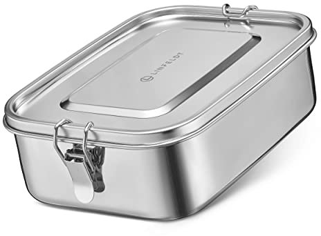 LINFELDT Edelstahl Brotdose 3x Fächer 1400ml für Kinder Lunchbox Auslaufsicher Robust - Brotbox Metall - Brotdose Kinder mit Fächern Spülmaschinenfest