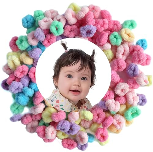 WDGROW Baby Hair Ties, Bloom Toddler Hair Ties No Damage, 120pcs,Age 0-8,Ponytail Holder for Little Girls Hair Accessories, Elastic Thin Soft Hair Bands No Crease, Mini Hair Scrunchies