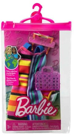 Barbie Fashion Pack – HJT22 – Puppenkleidung – Langes Kleid mit Grafik, Handtasche und Sonnenbrille