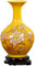 ZEALMAX Vase en céramique de style chinois, vase à fleurs décoratif pour table, étagère, salon, décoration d'intérieur, jaune