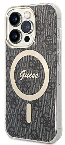 GUESS 4G MagSafe Phone Case Cover for iPhone 14 Pro (6.1) Black - GUHMP14LH4STK