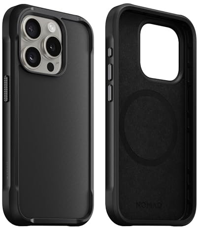 NOMAD Rugged Case | For iPhone 15 Pro | Polycarbonate Protective Case with TPU Bumper | Matte PET Back | MagSafe Compatible | Shadow