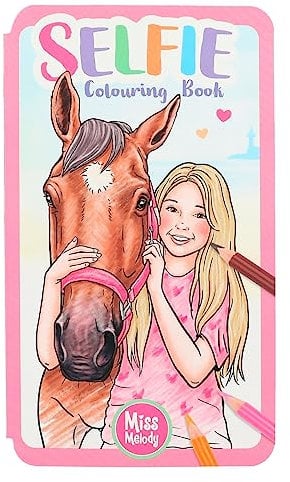 Depesche 12490 Miss Melody - Selfie Malbuch mit lustigen Pferde Motiven, 30 Seiten, Ausmalbuch inkl. Sticker