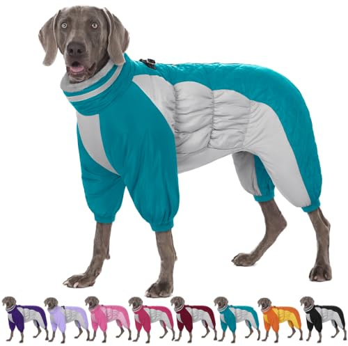 AOFITEE Winteroverall für Hunde - Wasserdichter Hundemantel Grosse Hunde mit Beinen, Winter Warmer Hundejacke mit Geschirr Gefütterter Hundeoverall, Wintermantel Hund für Labrador, Golden Retriever