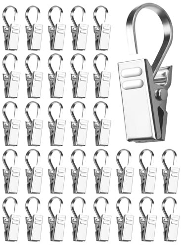 Sinofort Anillas Cortinas Metal 100 Piezas Anillas para Cortinas Pinzas Cortinas Ganchos para Toldos Correderos Pinzas para Cortinas para Decoración de Ventanas del Hogar Fotos