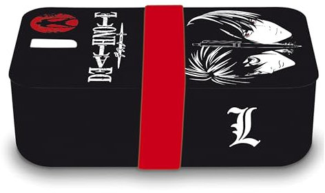 Death Note Bento Box Brotdose Kira vs. L - rot/schwarz, bedruckt, aus Kunststoff, mit Banderole.