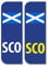 Pack of 2 SCO Scotland Flag Car Registration Number Plate Self Adhesive Vinyl Stickers for Vehicles 104mm by 35mm