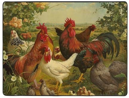 VANANI Weicher Schlafzimmer-Teppich mit Hühnern und Bauernhof, rutschfester Wohnzimmerteppich, luxuriöser Ruhebereich, für Wohnzimmer, Heimdekoration, 120 x 160 cm