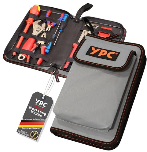 YPC ZipCaddy L – Werkzeugmappe/Werkzeug Organizer mit großer Außentasche und 17 Halteschlaufen, Werkzeugtasche leer, Werkzeug Mappe, Zangen Tasche, Tool Case
