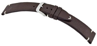 MANUFAKTURWERK Uhrenarmband Altona | Leder | für Damen und Herren | Silberne Schließe, Größe:M (Standard). 20/16 mm, Farbe:Mokka