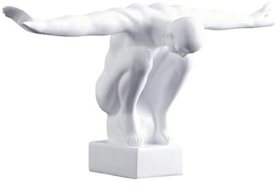 AJIEYMXS Deko Objekt Athlet, schwarz, Skulptur, Dekofigur, muskulöser Athlet, handgefertigt, Naturstein Marmor,Weiß