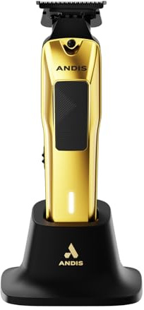 Andis Phenom 562310 - Rasoio professionale per barba e capelli senza fili, colore: oro | Motore brushless 7.200 SPM, lama a T nera DLC zero-gap, alloggiamento interamente in metallo, regolabarba da uomo