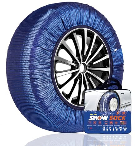 SAITUMA Schneekette Auto Textilschneekette 2 Stück EN 16662-6 Homologiert Reifen Schneekette Washable Schnellmontage (XXL)