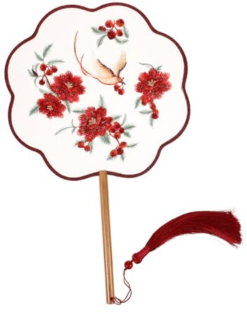 MUSISALY Embroidered Silk Fan Double-Sided Chinese Style Traditional Round Hand Fan for Cooling Events