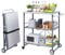 YODOLLA Foldable Stainless Pizza Oven Table,Three-Shelf Garden Food Trolley,Outdoor Grill Dining Cart Movable BBQ Trolley,Grey