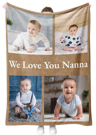 Print Maniacs Personalized Photo Blanket for Dad, Customised Blanket with Pictures, Birthday for Dad, Custom Throw Blanket for Adults, Unique Memory Blanket