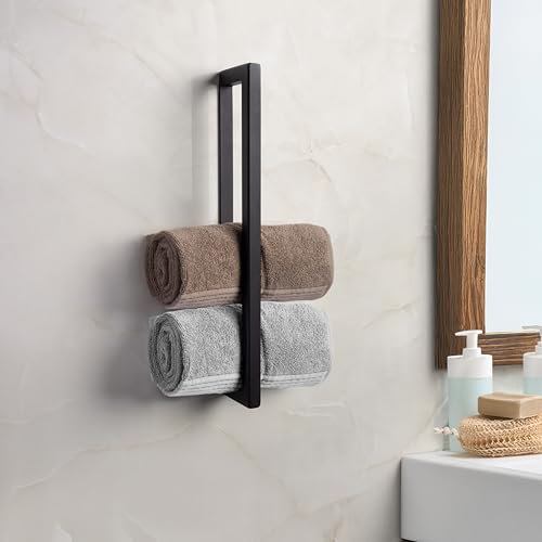 Handtuchhalter ohne Bohren 45cm Schwarz Matt – Selbstklebende Wand-Handtuchstange – Badetuchhalter für Badezimmer