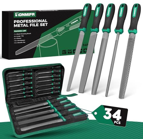 Tonmifr Professionelles Metallfeilen-Set in Industriequalität, Hartstahl, 5 Formen (flach/halbrund/rund/dreieckig/quadratisch) für gehärteten Stahl, Metallbearbeitungswerkzeuge mit