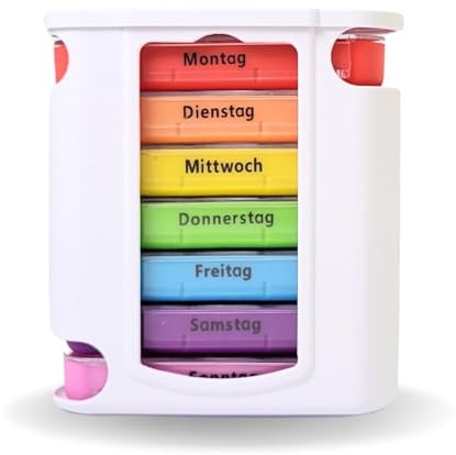 Frohbach 7 Tage Tablettenbox Weiß - Seniorenfreundliche Medikamentenbox für 1 Woche, BPA Frei, perfekt für unterwegs & Zuhause - Morgens, Mittags, Abends, Nachts