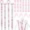 119 Stück Gartenstecker DIY Feenstab Pflanzenstecker mit rosa großen Loch Perlen Kristall Diamant Stopper Top 4 Edelstahl Gewindestange Perlen Gartenstecker für Outdoor Indoor Hof Terrasse