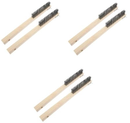 Zerodeko 3sets Outdoor Pizza Oven Brush BBQ Grill Brush Stone Wood Handle Easy-Clean for Pizza Stone Oven 2pcs*3