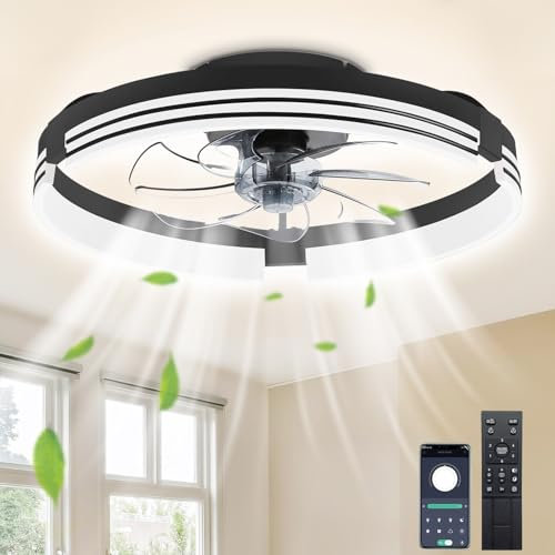 KZT Ceiling Fan with Light and Remote Control 3000-6500K Dimmable Silent Ceiling Fans 6 Wind Speed Fan Light, Modern Ceiling Lamp for Living Room Bedroom Dining Room