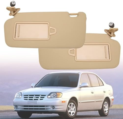 FXATSHE Visera Parasol Interior para Hyundai Accent 2006-2010, Parasol Interior para Coche Visera con Espejo Lado del Conductor Lado del Pasajero Izquierda Bien Reemplazo 852101E860XU,Right-Beige