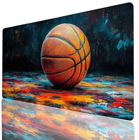 Schreibtischunterlage, Basketball Mauspad XXL 700x300x3mm, Erweitertes Gaming Mauspad mit Genähten Kanten, Rutschfeste Wasserdichte Gummiunterseite Mousepad Graffiti, Gaming Zubehör Tisch Deko GYL3964