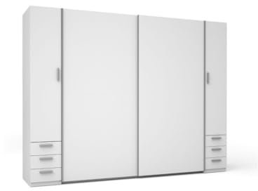 Meublorama Armario de 4 Puertas con 6 Cajones - Blanco - Colección Star