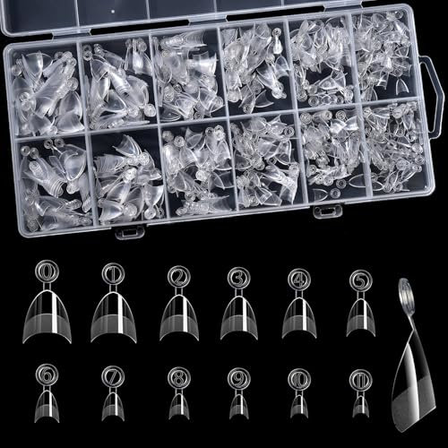 KADS Lot de 600 faux ongles courts en gel acrylique - Demi-couverture pour manucure - Transparents - Pour salon professionnel ou usage domestique (05)