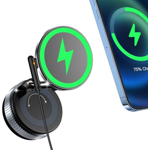 ALAFLY 15W Fast Charging Magnetic Car Phone Holder [New Elastic Suction Cup] 360° Adjustable Wireless Charger Car Mount for MagSafe iPhone 17 16 15 14 13 12 Pro Max Plus Mini