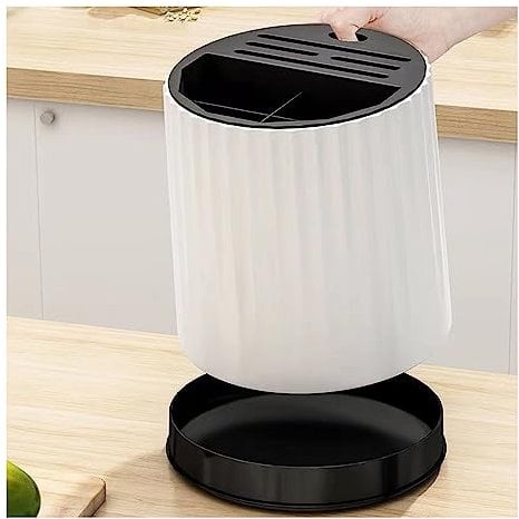 ANGGREK Universal Knife Block Rotating Knife Holder with Large Capacity Storage for Neat, Orderly and Fun Cooking, Efficient Drainage Design, Sturdy Build Quality, Easy to