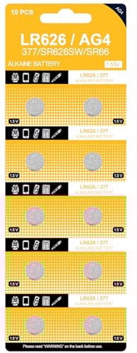Zevy3 10 Pack SR626SW 377 AG4 1.5V Button Cell Batteries Long Lasting Silver Alkaine Watch Batteries for Watches, Calculators, and Small Electronics