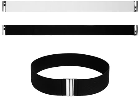 VOSSOT 2 Stück Gürtel Damen Breiter Stoffgürtel Damen Schwarz Weiß, Elastischer Gürtel Schnalle, Stretchgürtel Taillengürtel für Kleid, Mode Gürtels Elastisch Frauen Gürtels Accessoire