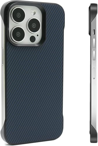 FAOMSEBS for iPhone 15 Pro Case Borderless Slim (Carbon Fiber Texture) [Bare Metal Feel] Rapid Heat Dissipation Anti-Fingerprint Cover for iPhone 15 Pro Phone Case, Hard PC Resilient Shockproof 6.1''