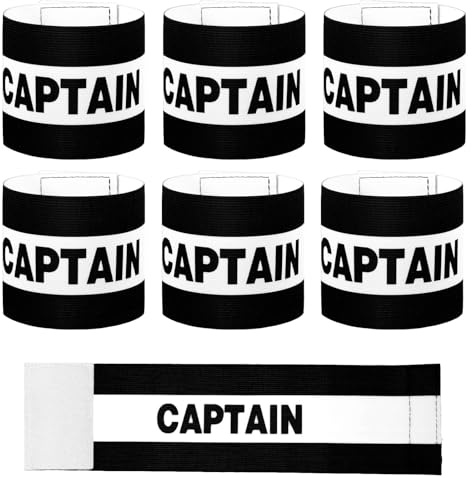 6 PCS Captain Armbands for Soccer Training, 8x31 Cm/3.15x12 Inch Black Elastic Soccer Captain Armband Adjustable Leader Armbands Team Sport Arm Band Football Rugby Basketball Player Band for Adult