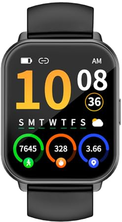 RUIMEN Smartwatch Damen Herren 1.85 Inches mit Telefonfunktion, Sportuhr mit 110+ Sport Modes SpO2-Überwachung Pulsuhr Schlafmonitor Schrittzähler Kalorientracker