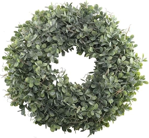Minnhua Ghirlanda di Eucalipto Artificiale 47 cm Ghirlanda per Porta Verde | Corona Artificiale di Eucalipto 2 Supporti PVC Corona per Porta Estate Matrimoni Decorazioni